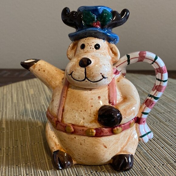 Cute Reindeer Ceramic Tea Pot (Decorative Figurine) Flomo - Picture 1 of 9